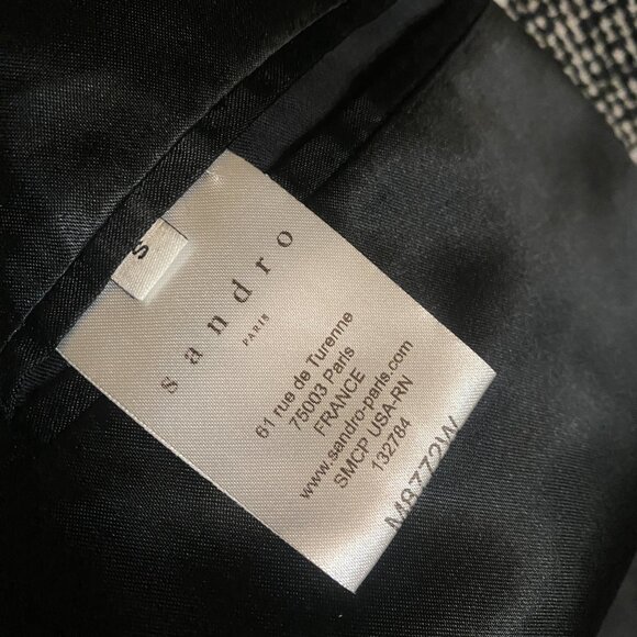 Sandro Paris Prince of Wales Wool Coat - Picture 6 of 7